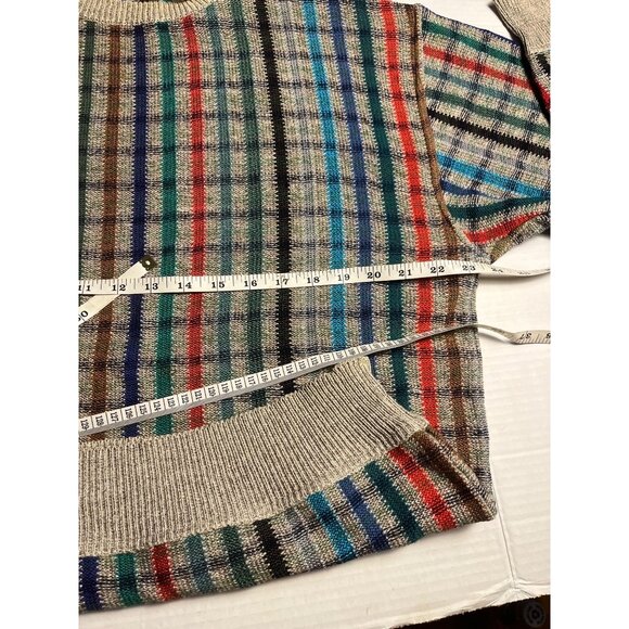 Bullock & Jones Mens Multicolor Plaid L (50) Striped Sweater Made In Italy - Picture 9 of 12